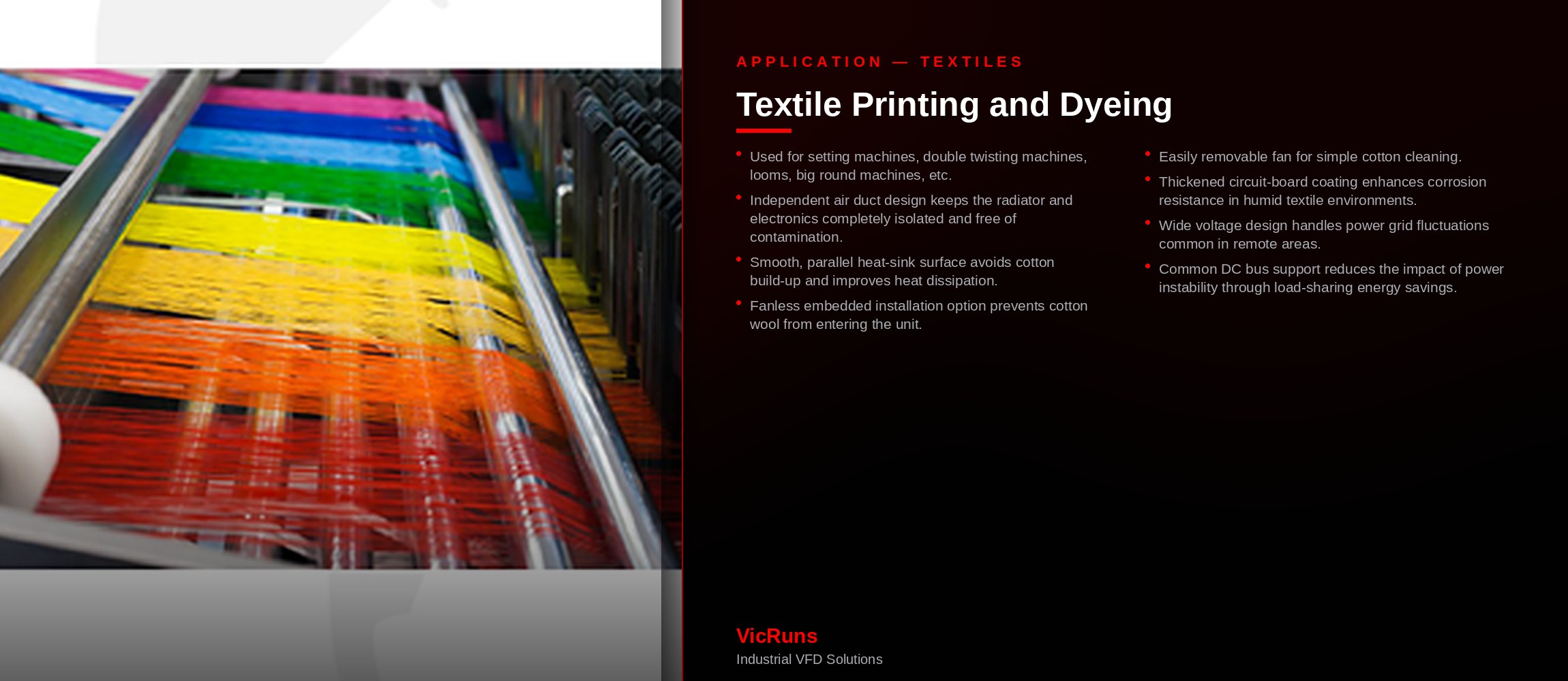 VicRuns inverter for textile printing and dyeing machines
